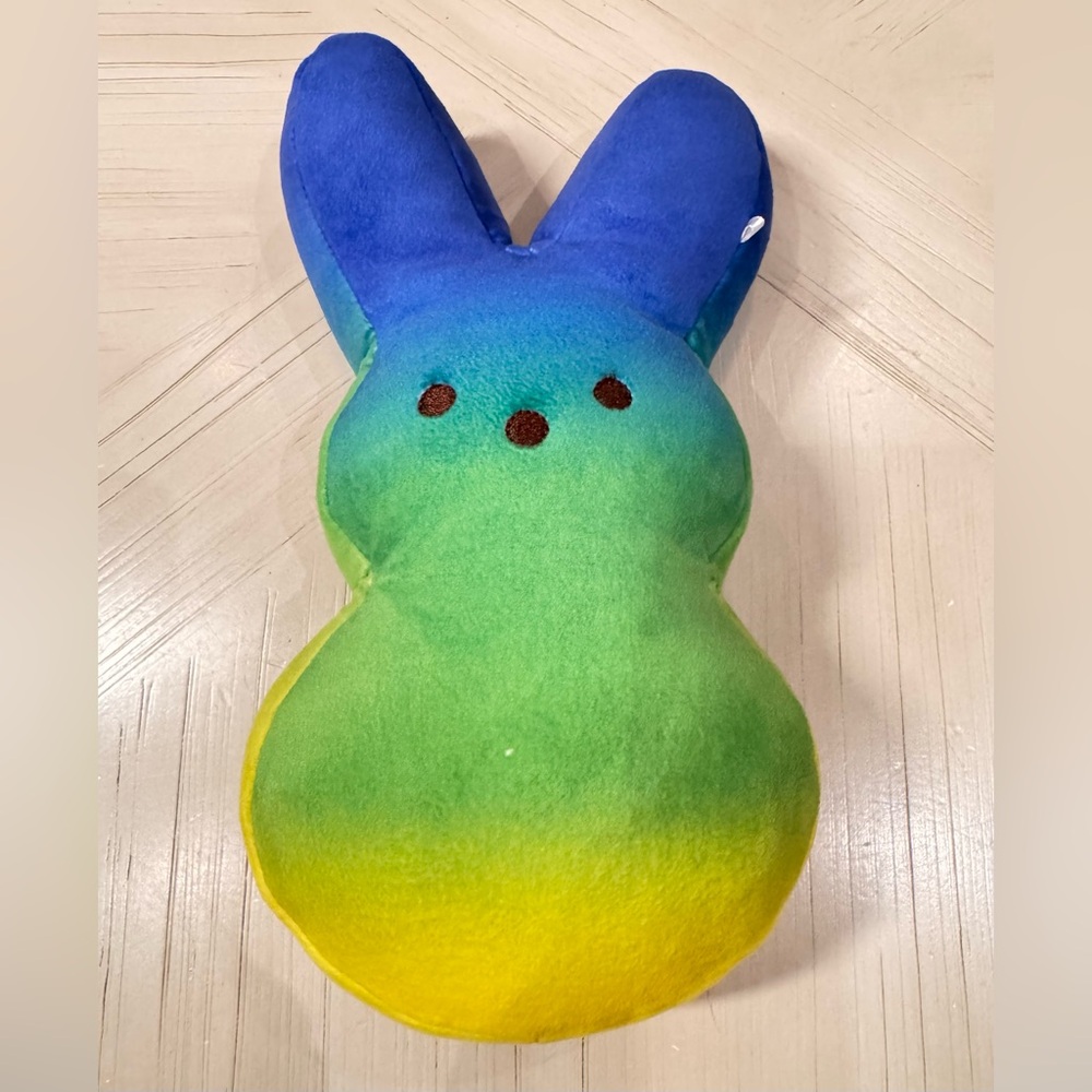 Peeps Plush Bunny 10-Inch Tie-Dye – Multicolor Gradient Blue/Green/Yellow